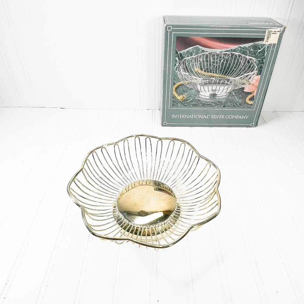 Vintage Gold-Plated Wire Bread Bowl - International Silver Co. Fruit Basket